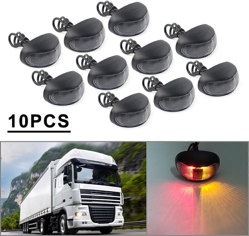 ya 13 9.15 baidi 10pcs For Truck Trailer RV Boat Red & Yellow 2 LED Side Marker Trailer Ligh