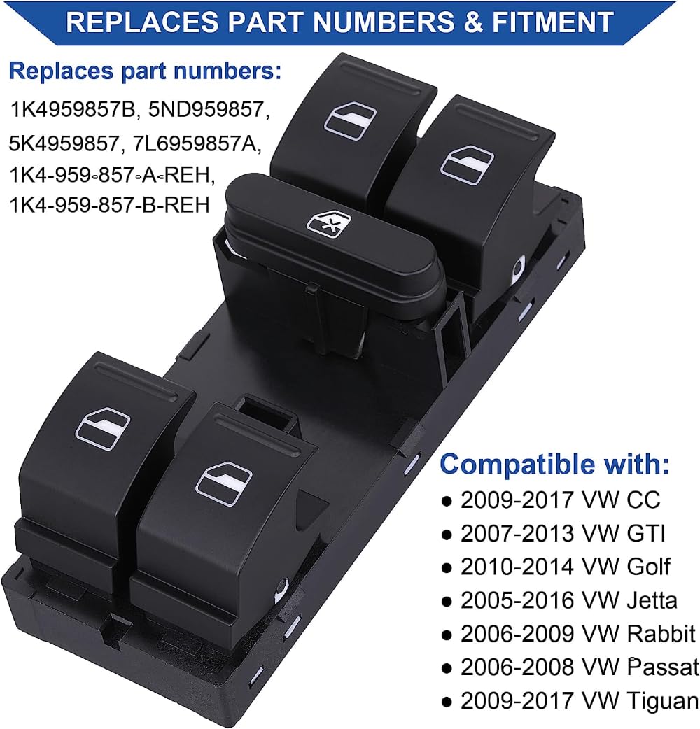 ya 5 8.10 Driver Side Master Power Window Control Switch for 2005-2017 for Jetta for Golf