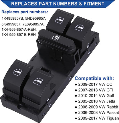ya 8 8.24 baidi Driver Side Master Power Window Control Switch for 2005-2017 for Jetta for Golf 