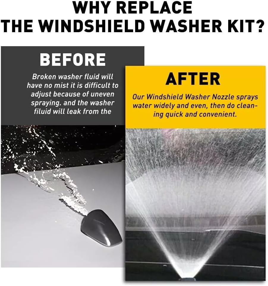ya 4 8.10 Car Windshield Wiper Washer Squirter Nozzle Spray Jet Kit Fluid Hose Universal