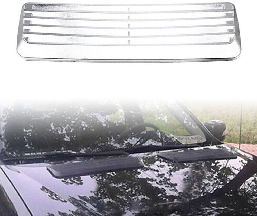 ya 4 8.14 Silver Universal Car Decorative Air Intake Scoop Turbo Bonnet Vent Cover Hood
