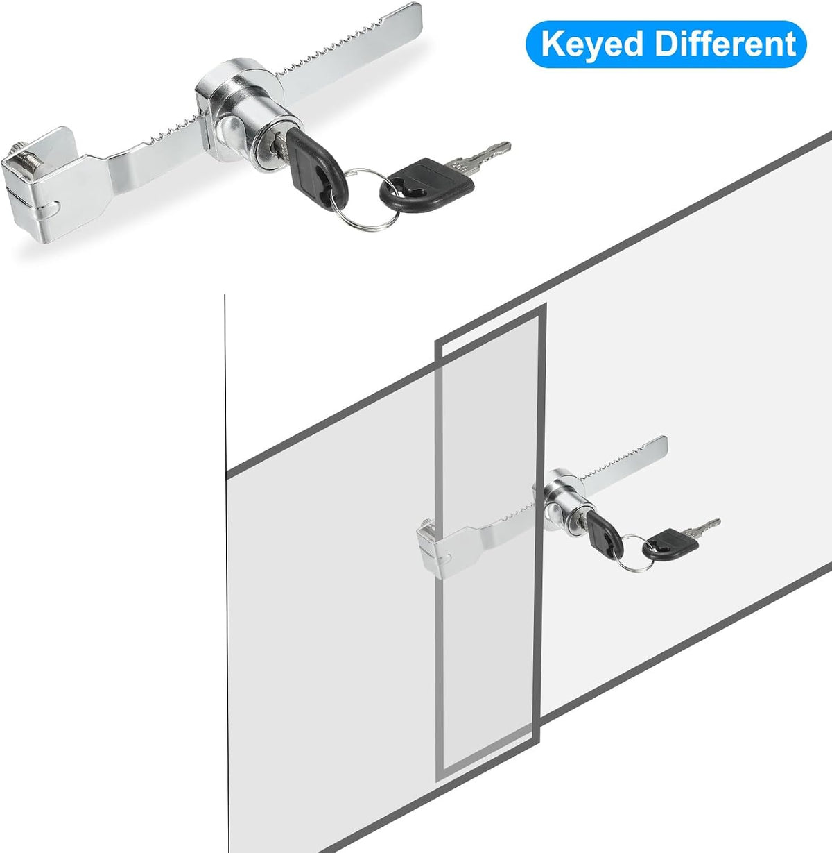ya 26 10.21 baidi Glass Cabinet Lock, Keyed Different Single Swing Showcase Locks, Silver Tone