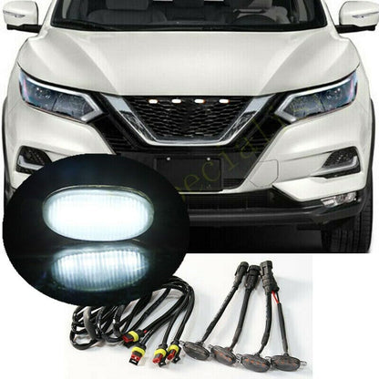 ya 13 9.15 baidi 4pcs Smoke Front Grille White LED Light Raptor Style for Nissan Rogue Sport