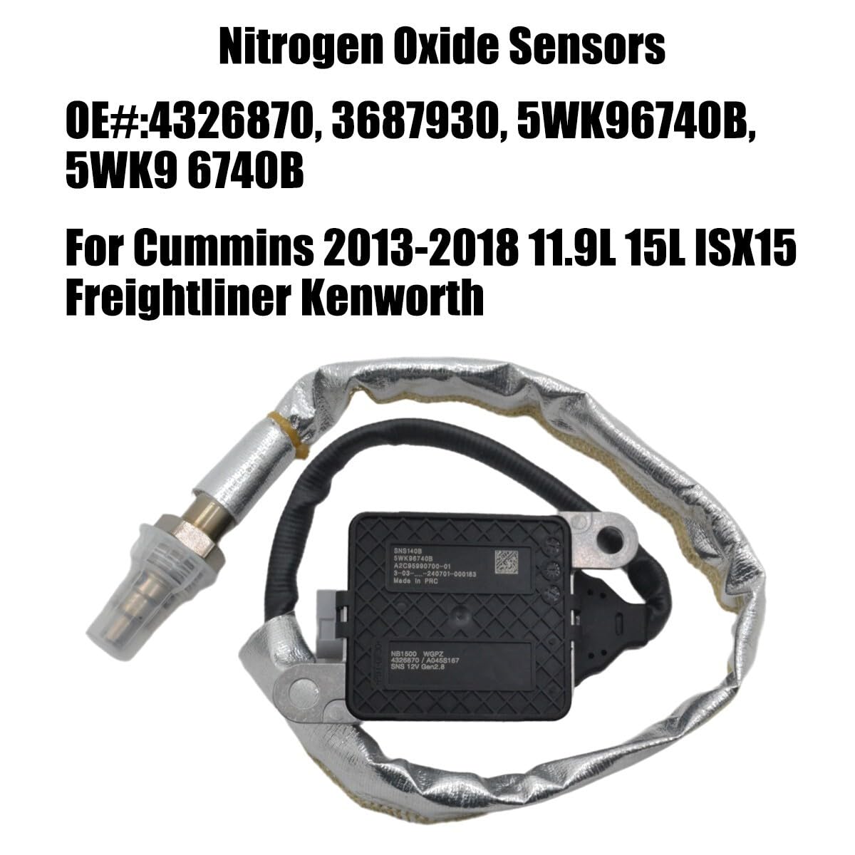ya 9 10.24 NOx Sensor 5WK96740B for 11.9L 15L ISX15 2013-2018-