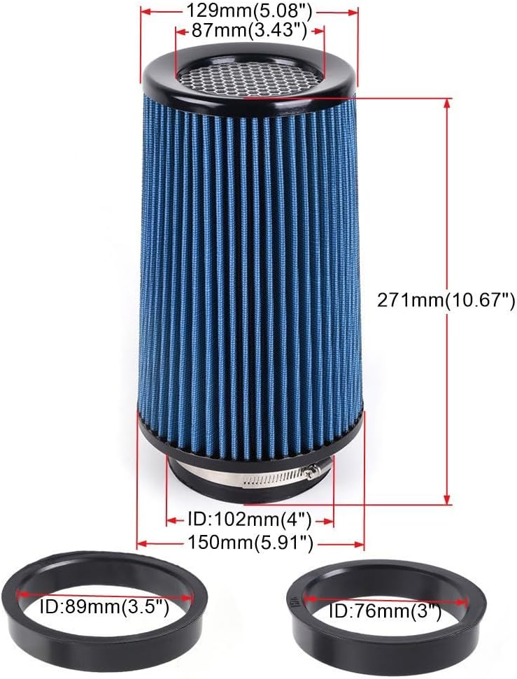 ya 13 9.15 baidi 3, 3.5, 4, 10.5 Tall Blue Per for MAN ce High Flow Cold Air Intake Air Filter