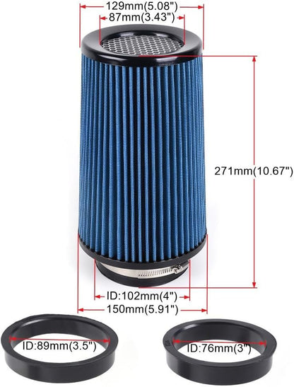 ya 13 9.15 baidi 3, 3.5, 4, 10.5 Tall Blue Per for MAN ce High Flow Cold Air Intake Air Filter