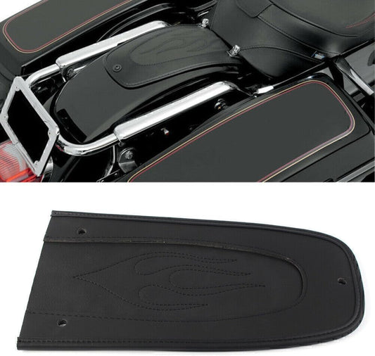 ya 4 8.8.2 Moto Drag Flame Stitch Leather Rear Fender Bib Fits for Harley Touring 1997-17 Black