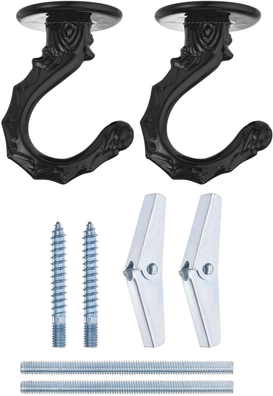 ya 26 10.21 baidi 2Pcs Swag Ceiling Hooks with Hardware Zinc Alloy Black Plants Hanging 34x55mm