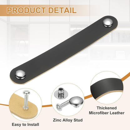 ya 26 10.21 baidi 4 Pcs Leather Drawer Pull Double Hole Leather Handle with Screw Black