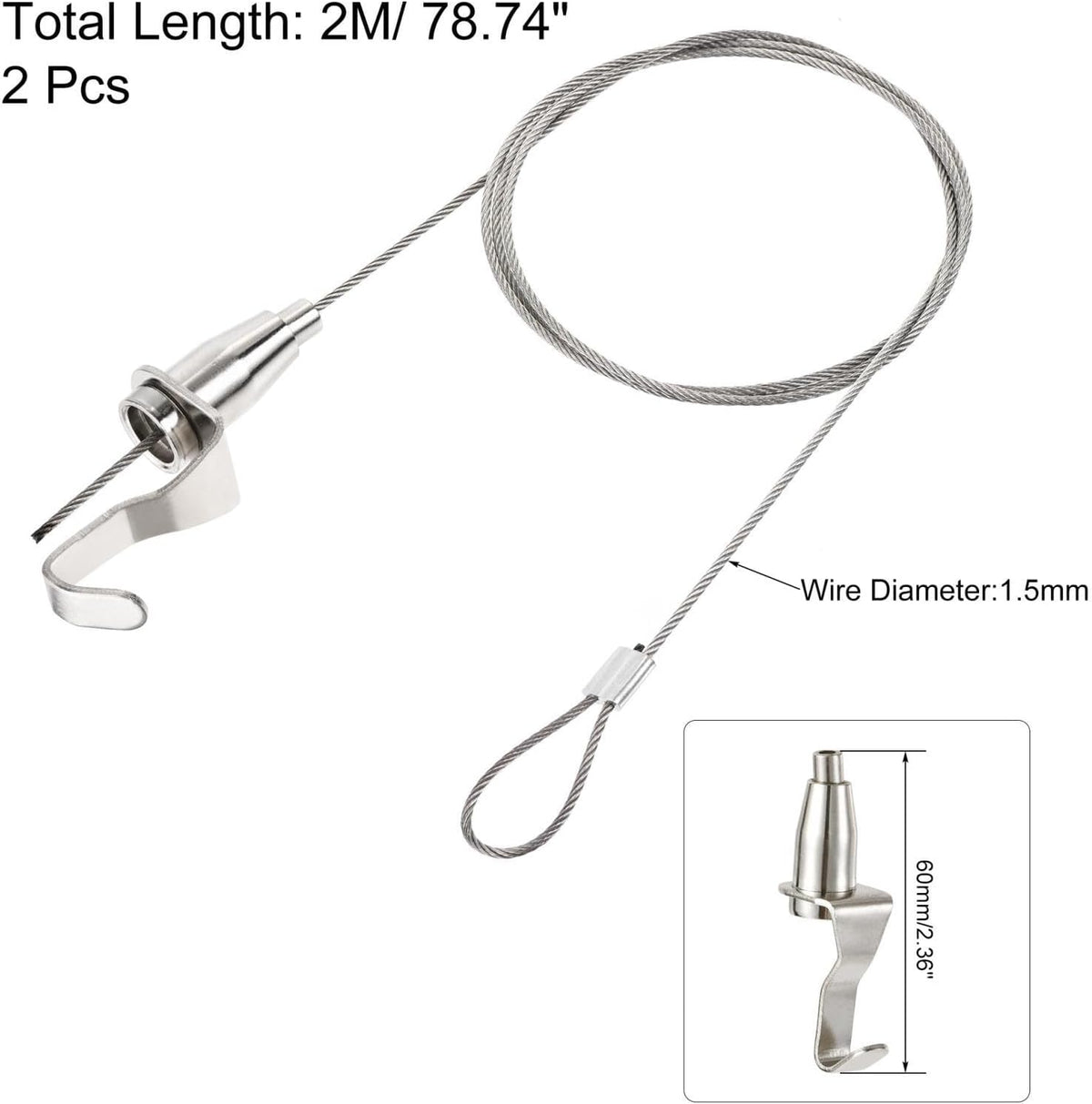 ya 26 10.21 baidi Picture Hanging Wire Kit, 2pcs 2M Adjustable Rail Hanging System, Load 66 lbs