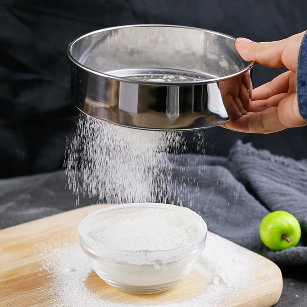 ya 14 9.20 baidi 2 Pcs Flour Sieve Steel Round Stainless Sifter Fine Mesh Strainers-1