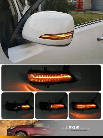 ya 4 8.10 2pcs for Lexus GX460 LX570 LX450D Smoked Dynamic LED Side Mirror Turn Signal Lights 