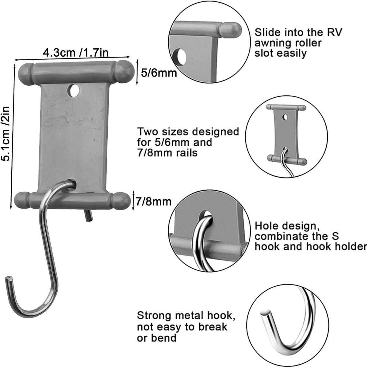 ya 26 10.21 baidi Convenient Awning Hooks for RV Steel and Plastic Construction Set of 16