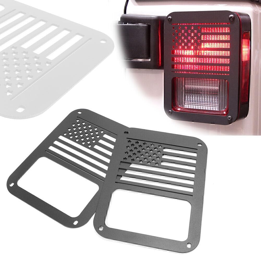 ya 4 8.14 2x Rear American Flag Tail Light Cover Protector fit for Jeep for Wrangler JK 2007-2016