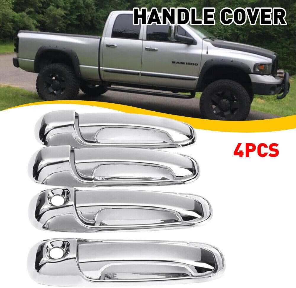 ya 10 9.16 baidi 4-Door Chrome Door Handle Covers W/2 Keyholes for 2002-2008 for Dodge for Ram 1500 2500
