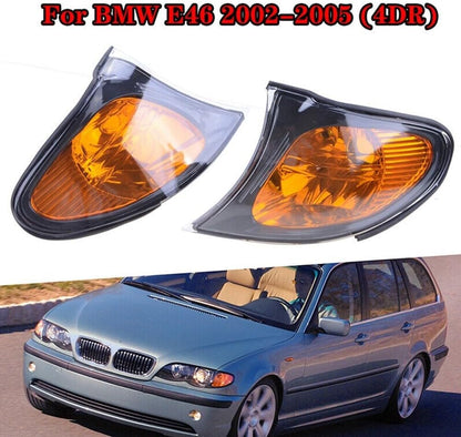 ya 6 8.24 baidi Corner lights For 02-05 E46 3-SERIES 4D Sedan Turn Signal Lamps Yellow Lens