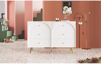 ya 28 10.13 baidi 6-Drawer Modern Dining Cabinet - Metal Foot,Large Storage for Dining/Kitche