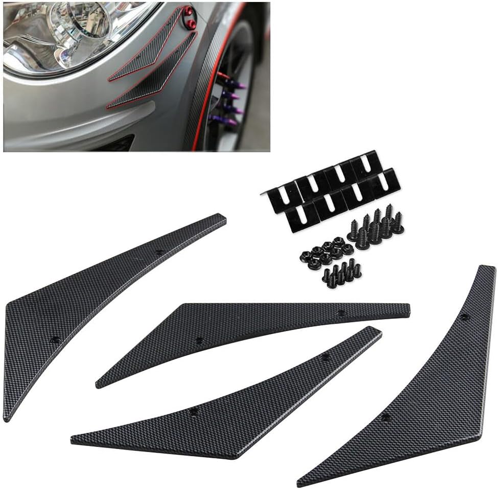 ya 2 8.15 Carbon Fiber Pattern Car Bumper Fin Canard Splitter Diffuser Valence Spoiler Lip
