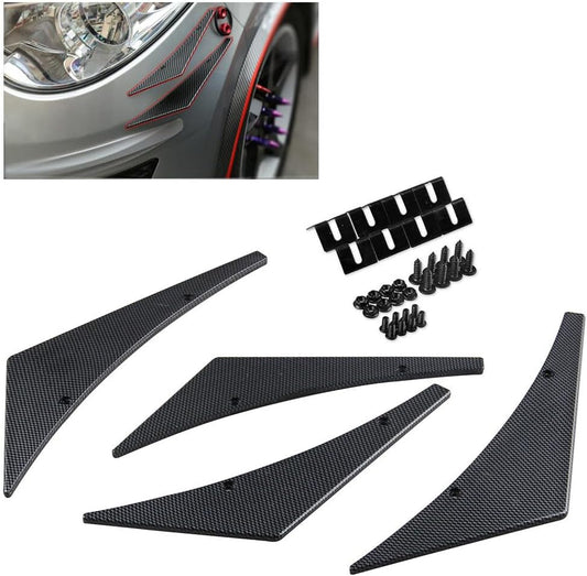 ya 2 8.15 Carbon Fiber Pattern Car Bumper Fin Canard Splitter Diffuser Valence Spoiler Lip