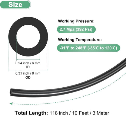 ya 14 9.20 baidi 3 Meter Nylon Hose Tube, 6x8mm(IDxOD) PA6 Pneumatic Air Tubing Black-1