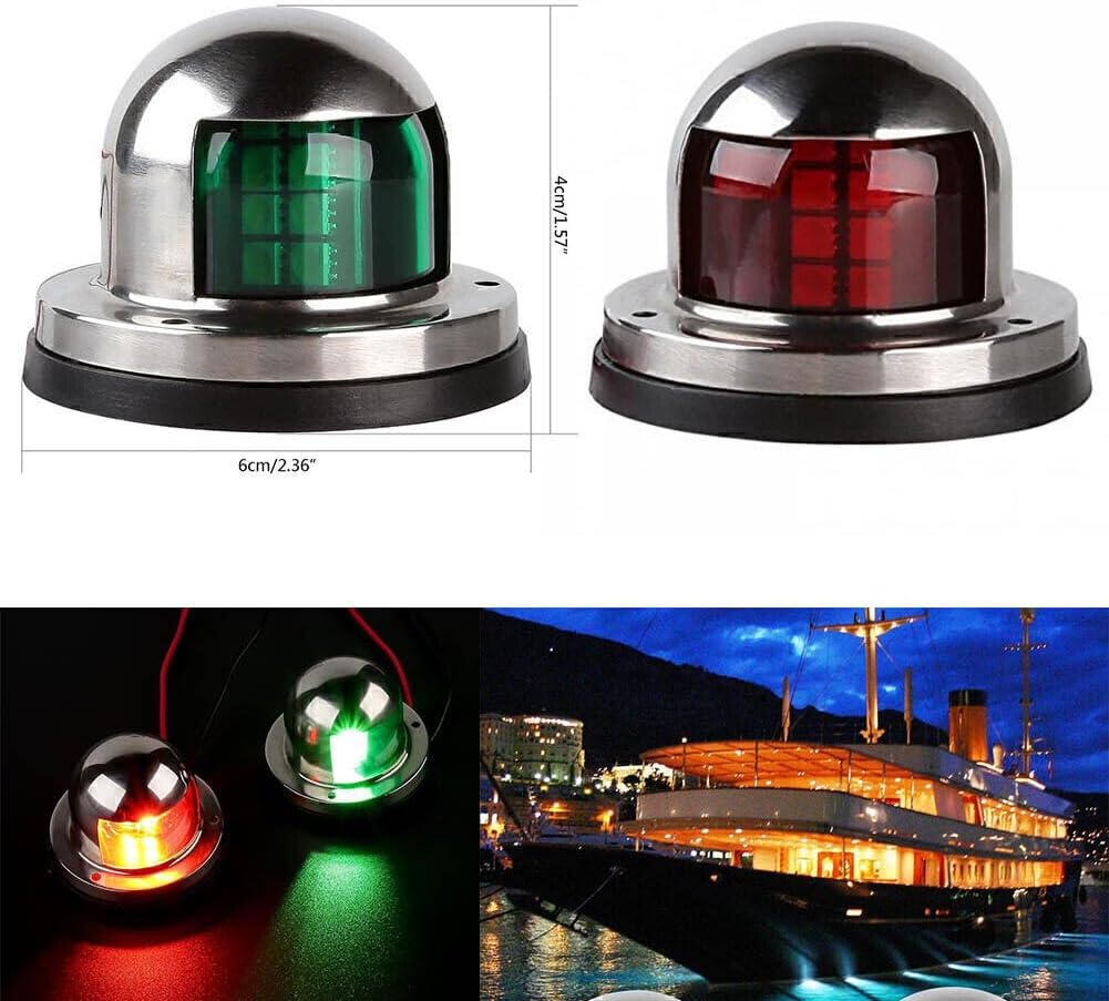 ya 4 8.14 2 Pair Marine Boat Yacht Pontoon 12V Stainless Steel LED Bow Navigation Lights