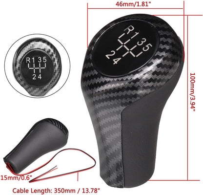 ya 4 8.24 baidi for BMW E46 E90 E91 E92 X1 X3 Carbon Look 5/6 Speed Gear Shift Knob W/LED Light