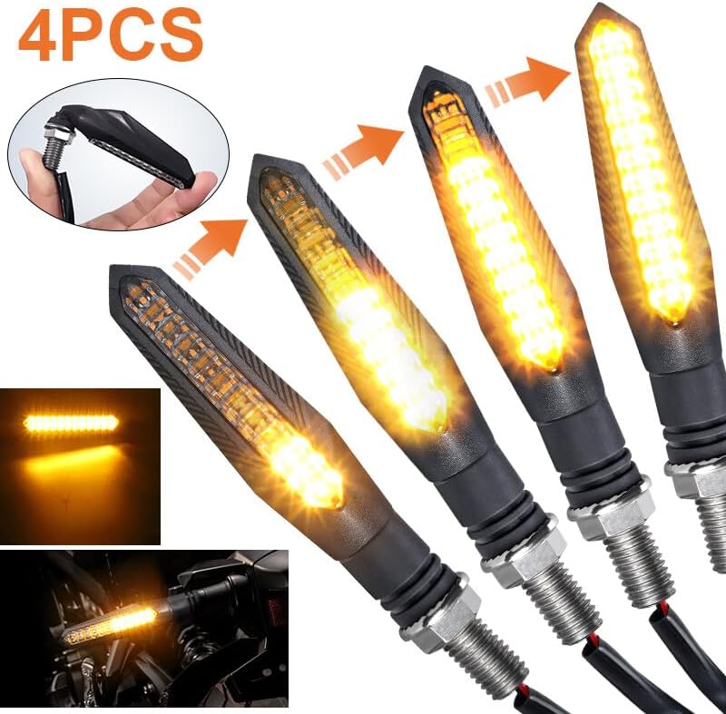 ya 11 9.14 zhengce 4X Sequential Flowing Motorcycle LED Turn Signal Blinker Light Indicator Am
