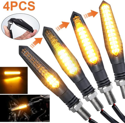 ya 11 9.14 zhengce 4X Sequential Flowing Motorcycle LED Turn Signal Blinker Light Indicator Am