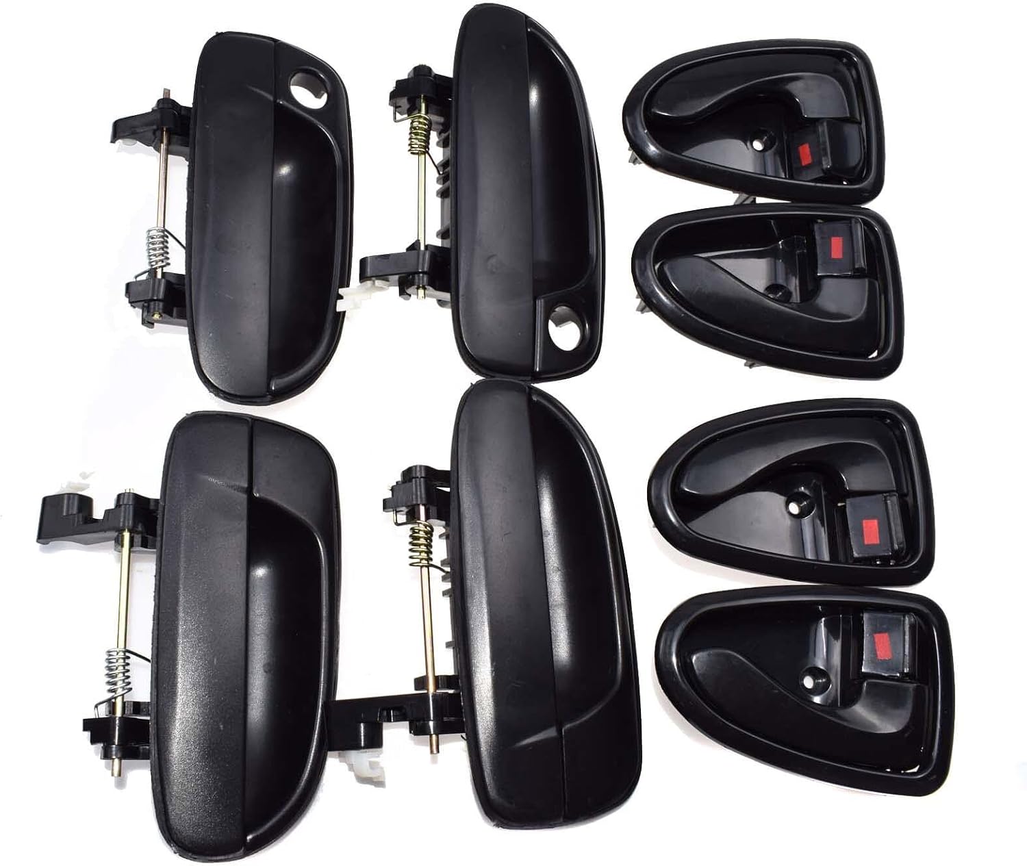 ya 2 8.15 Black Exterior and Interior Door Handle 8 Piece Set for Modern Accent 2000-2006 