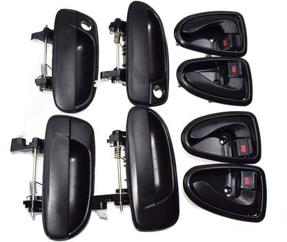 ya 2 8.15 Black Exterior and Interior Door Handle 8 Piece Set for Modern Accent 2000-2006 