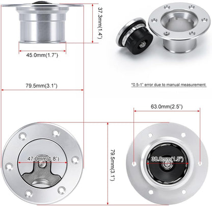 ya 5 8.10 Billet Aluminum Aircraft Style Fuel Cell Gas Cap With 6 Hole Anodized ID. 64MM