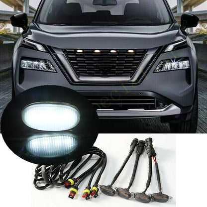 ya 3 8.24 baidi 4pcs Smoke Front Grille White LED Lights Raptor Style DRL for Nissan Rogue 21-23