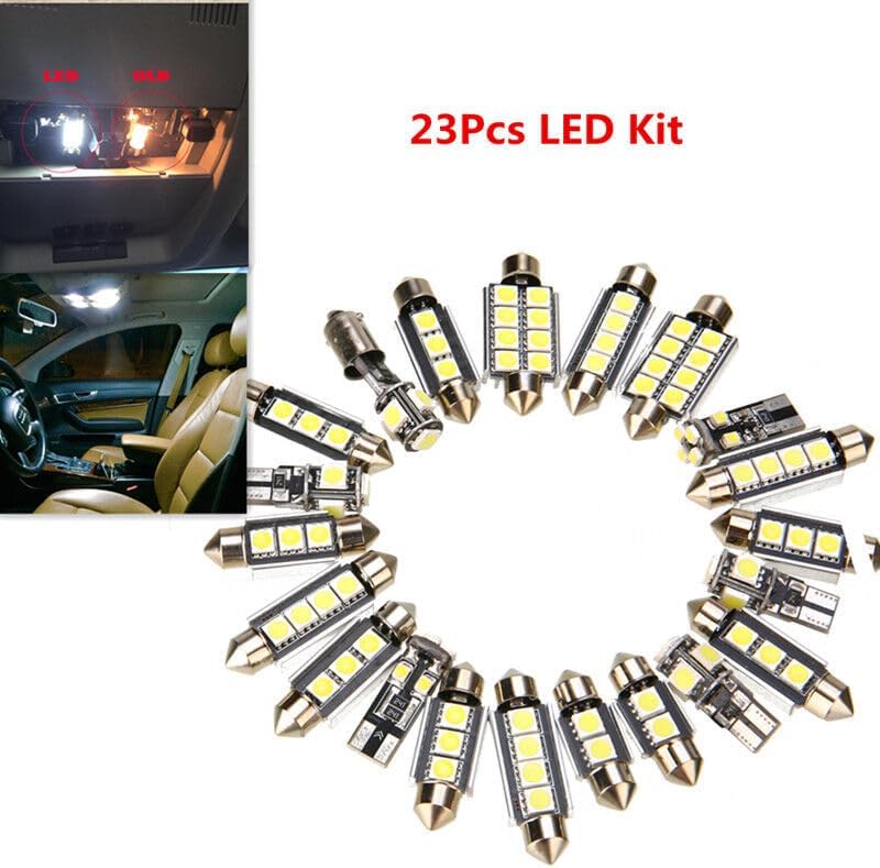 ya 4 8.8 23Pcs LED White Car Inside Light Dome Trunk License Plate Lamp Interior Bulb Kit