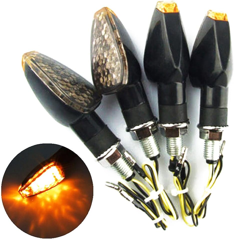 ya 11 9.14 zhengce 4Pcs Motorcycle Turn Signal Black LED Amber Indicator Light Blinker Univers