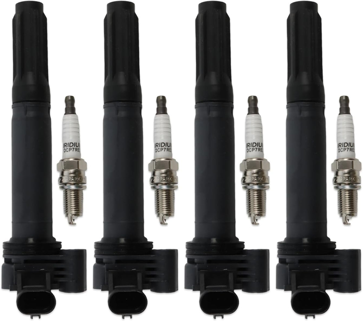 ya 9 10.24 4pcs ignition coils+ 4pcs Iridium Spark Plugs for Fiat 500 2012-2017 UF649 97637