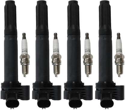 ya 9 10.24 4PCS For 2012 2013 2014 2015 2016 for Fiat 500 1.4L L4 Ignition Coil & 4 Spark Plugs