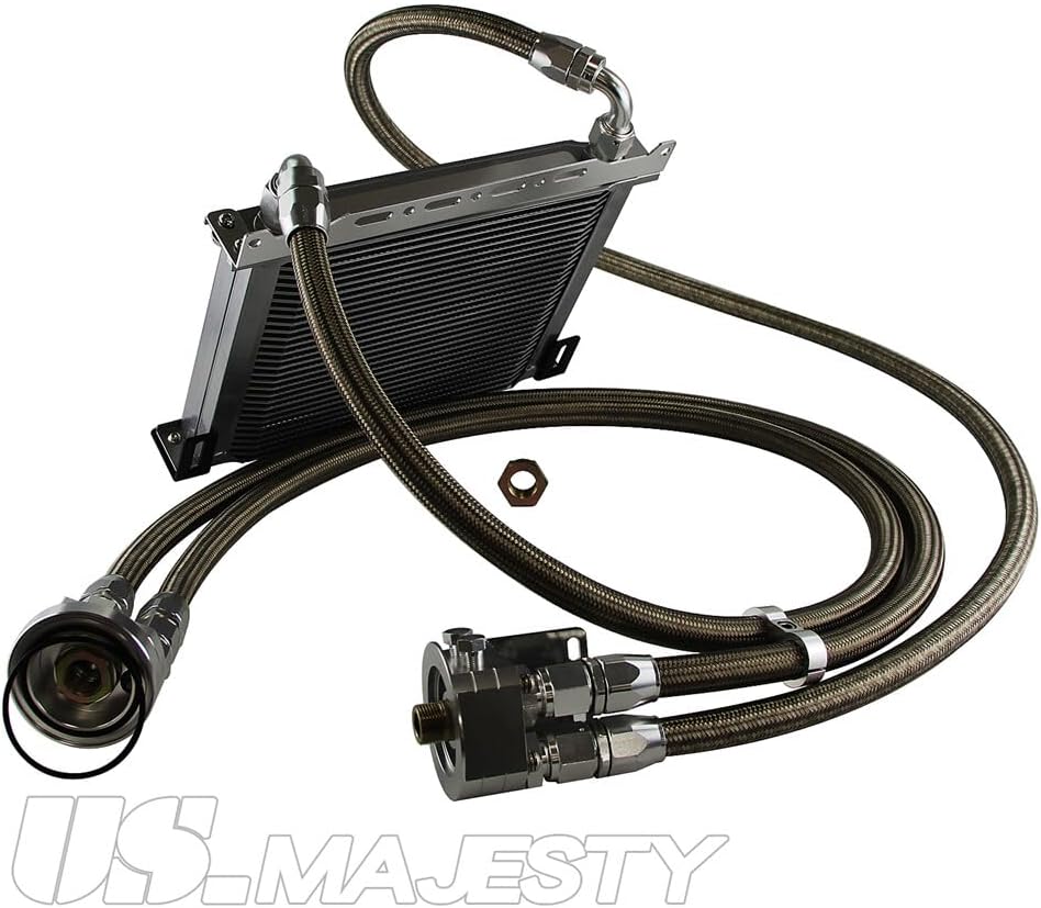 ya 12 10.8 baidi LR 30 Row AN10 Oil cooler w/Bracket+Filter Relocation Adapter Hose Kit Silver