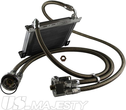 ya 12 10.8 baidi LR 30 Row AN10 Oil cooler w/Bracket+Filter Relocation Adapter Hose Kit Silver