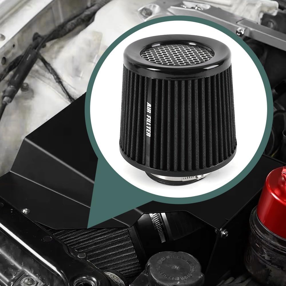 ya 13 9.15 baidi Universal 3 Inch 76mm Inlet Air Intake Cone Filter Replacement Air Filter BLACK