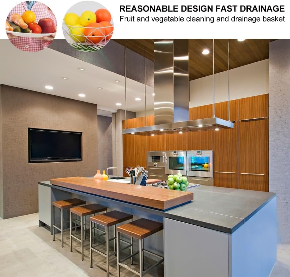 ya 26 10.21 baidi Iron Fruit Plate Vegetable Stora Basket Countertop Multi-Purpose Drain