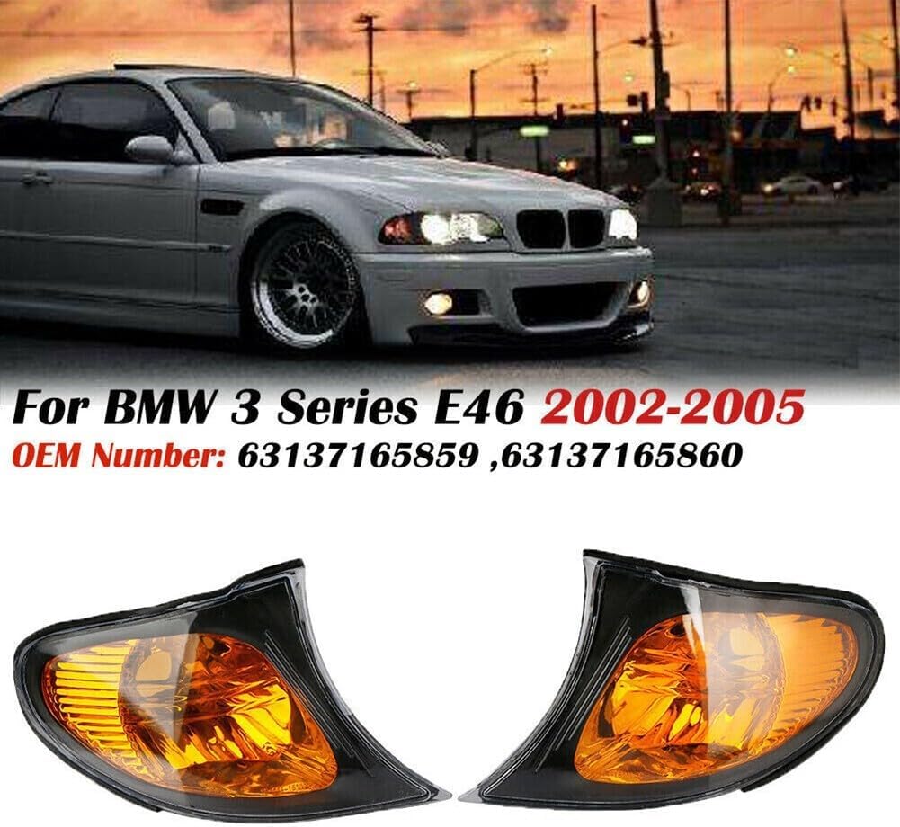 ya 6 8.24 baidi Corner lights For 02-05 E46 3-SERIES 4D Sedan Turn Signal Lamps Yellow Lens