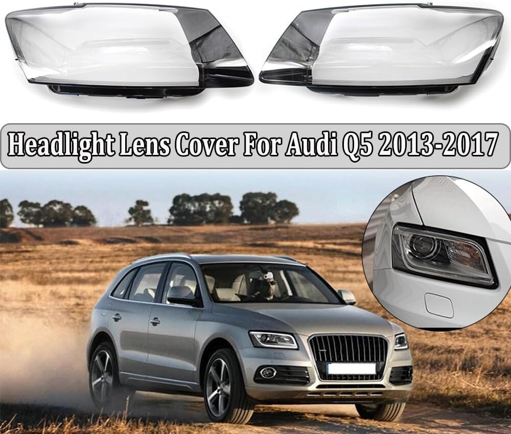 ya 4 8.10 Pair Front Headlight Headlamp Lens Cover Shell Left + Right for Audi Q52013-2017