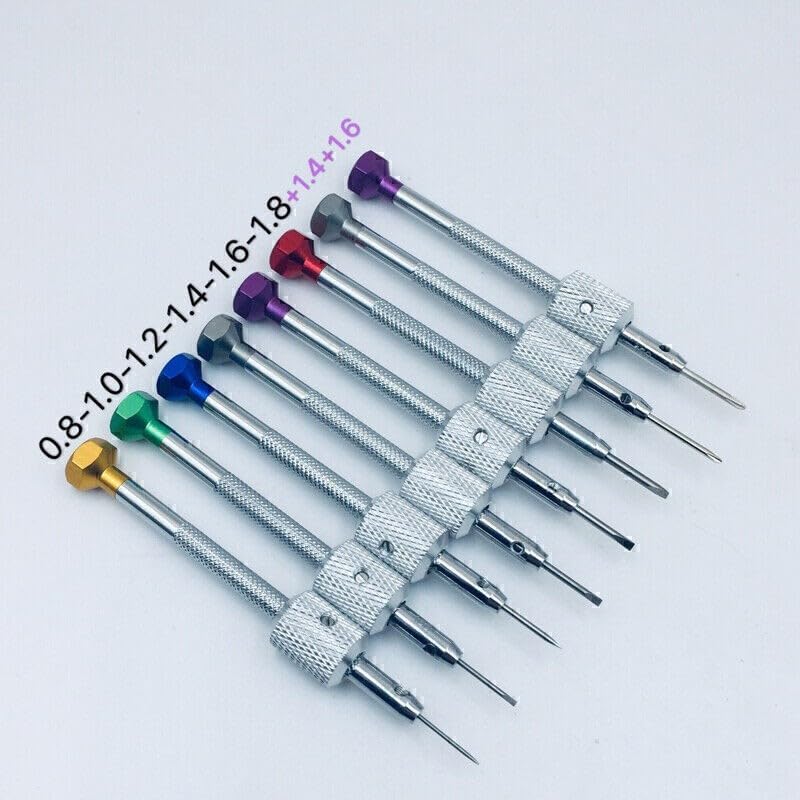 ya 26 10.21 baidi 8Pcs Screwdriver + Metal Base Stand Slotted Cross Screwdrivers Watch Repair Tool