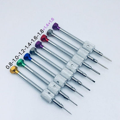 ya 26 10.21 baidi 8Pcs Screwdriver + Metal Base Stand Slotted Cross Screwdrivers Watch Repair Tool