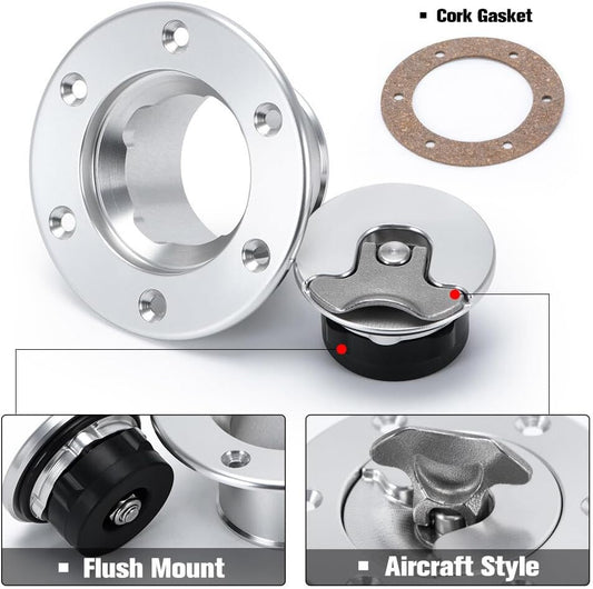 ya 5 8.10 Billet Aluminum Aircraft Style Fuel Cell Gas Cap With 6 Hole Anodized ID. 64MM