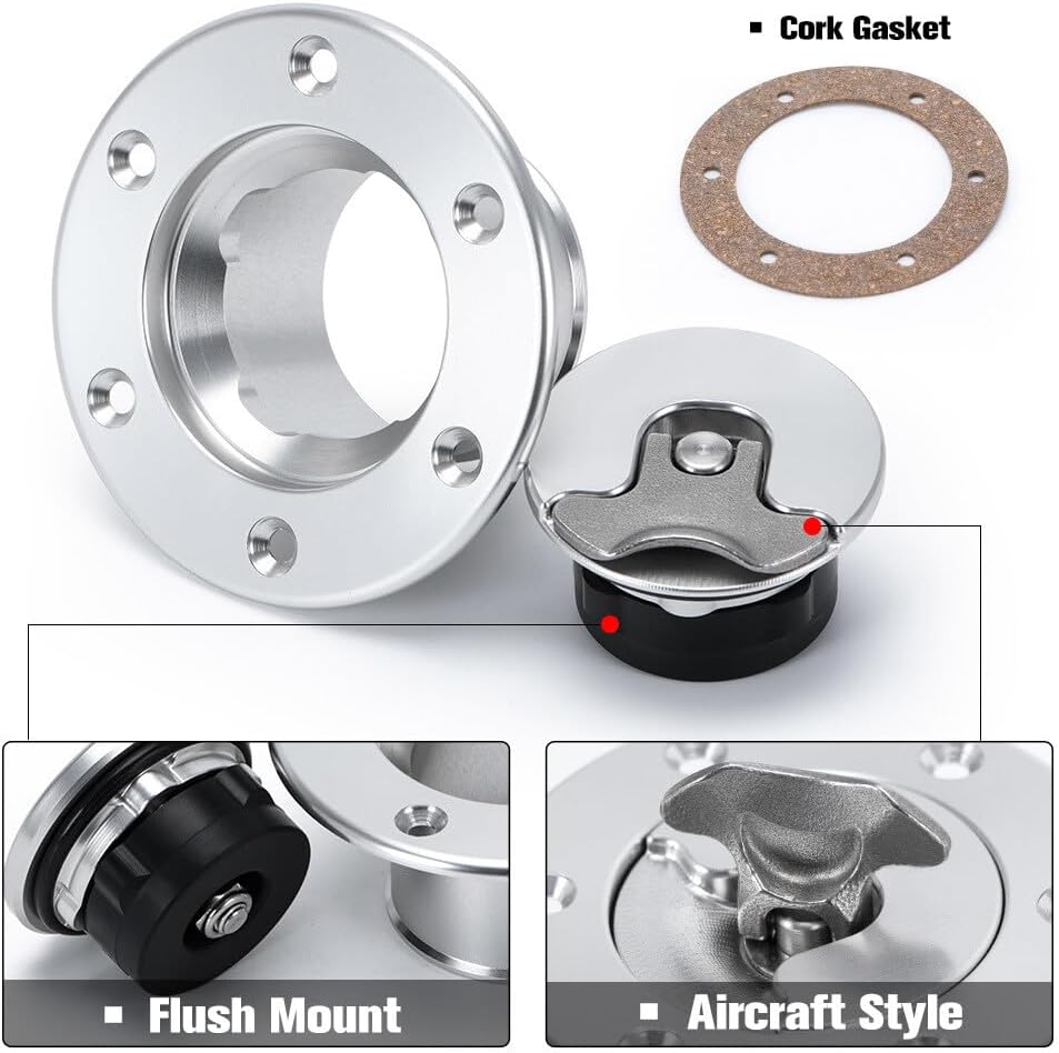 ya 8 8.24 baidi Billet Aluminum Aircraft Style Fuel Cell Gas Cap With 6 Hole Anodized ID. 64MM