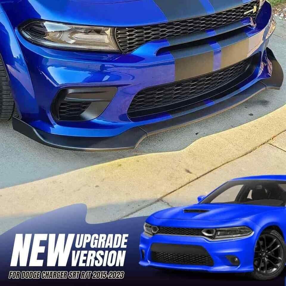 ya 2 8.15 V1 Style Front Bumper Lip Splitter for Dodge for Charger SRT 2015-2021 Carbon Fiber