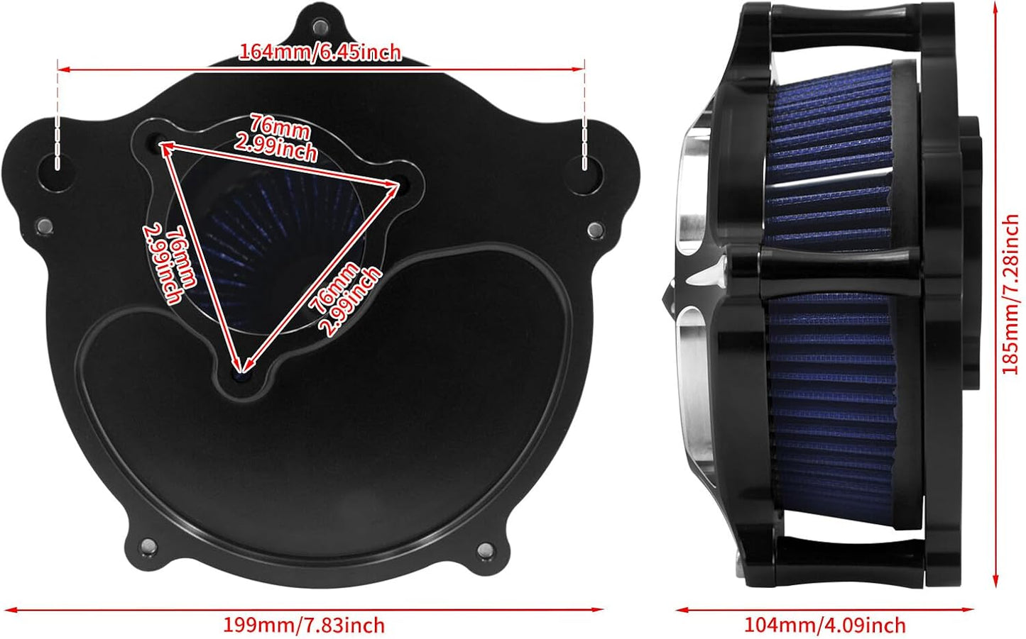 ya 8 8.24 baidi Spike Air Cleaner Filter Blue Intake for Harley Touring Road Electra Glide 17-23