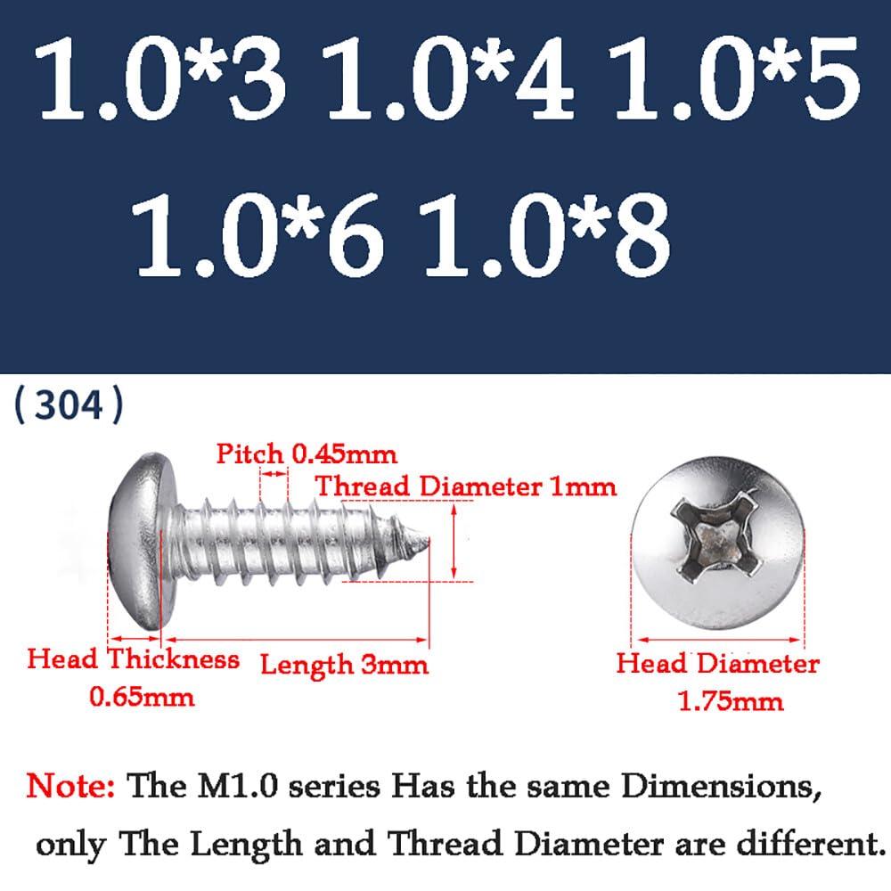 ya 16 10.20 baidi M1-M3.5 Thread Dia A2 Stainless Steel Phillips Pan Head Self Tapping Wood Screws