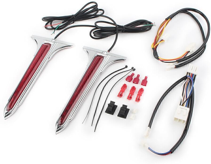 ya 10 9.16 zhengce Chrome LED Rear Saddlebag Brake Tail Light Red Lens for Harley Touring Road